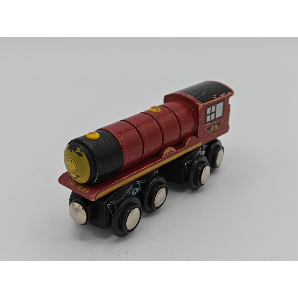 Toys R Us Imaginarium Wooden Magnetic Train Engine Red Black TRU-08-RR Number‎ 4